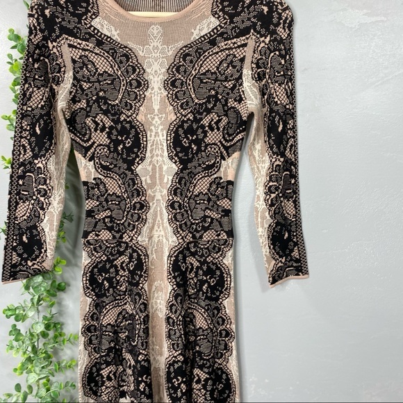 BCBGMaxAzria Bare Pink Black Lace Alma Dress - Picture 7 of 14